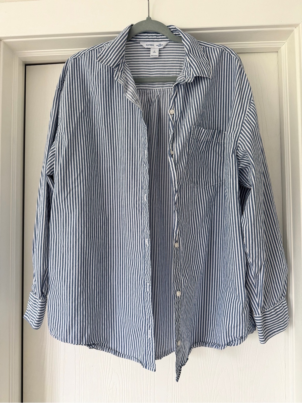 Women’s Button Down Boyfriend Short - Blue & White Stripe